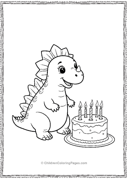 An Ankylosaurus Sitting Beside A Birthday Cake Free PDF Printable