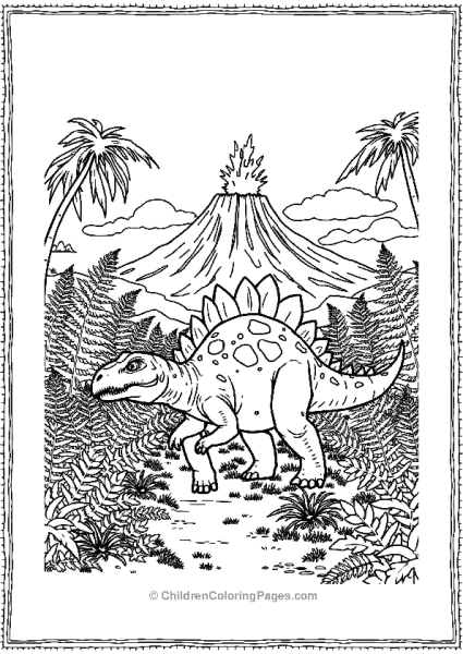 An Ankylosaurus Walking Through Tall Ferns Free PDF Printable