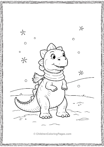 An Ankylosaurus Wearing A Scarf Standing In The Snow Free PDF Printable