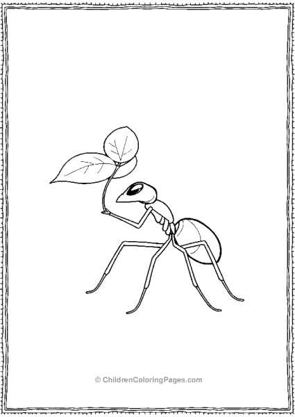 An Ant Carrying A Small Leaf A Realistic Outline Free PDF Printable