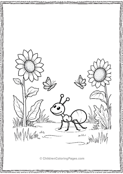 An Ant Exploring A Garden With Sunflowers Scaled Free PDF Printable