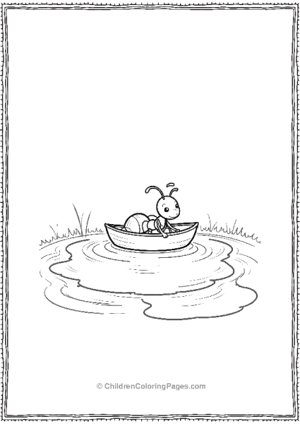 An Ant In A Small Boat On A Puddle Cartoon Free PDF Printable