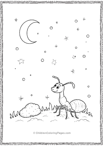 An Ant Looking Up At The Stars Surrounded By Outlines Free PDF Printable