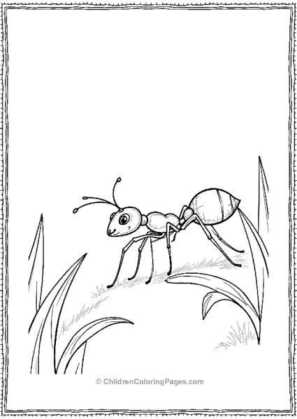 An Ant Moving Along Blades Of Grass Detailed Free PDF Printable