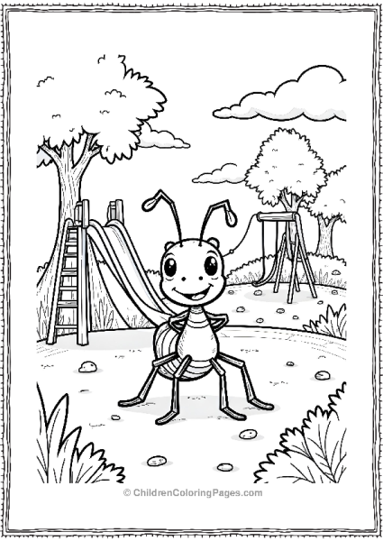 An Ant On A Playground With Slides Swings And A Tree Free PDF Printable