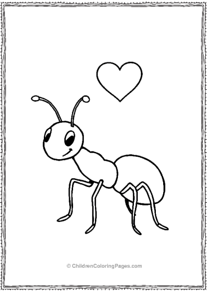 An Ant Outline With A Simple Heart Free PDF Printable