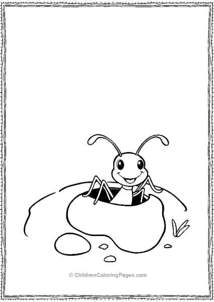 An Ant Peeking Out Of A Hole Smiling Free PDF Printable