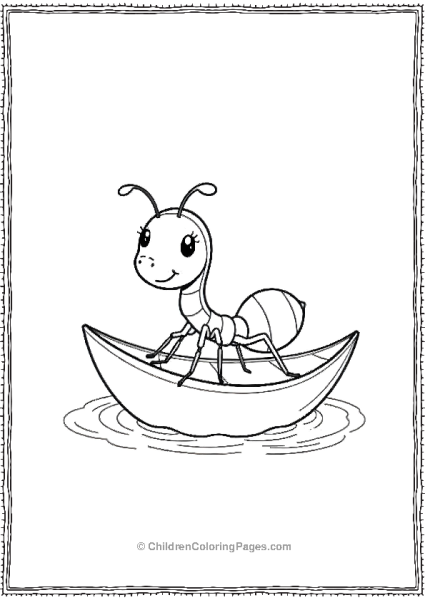 An Ant Riding A Leaf Boat On Water With Small Waves Free PDF Printable