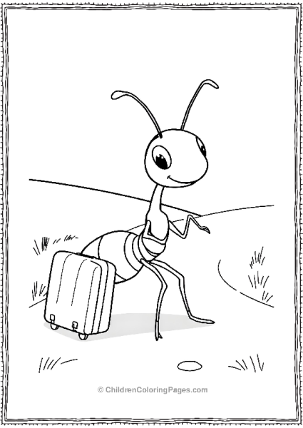 An Ant Traveling With A Small Suitcase Cartoon Free PDF Printable