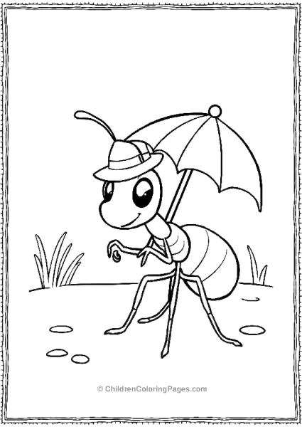 An Ant Wearing A Small Hat And Holding An Umbrella Free PDF Printable