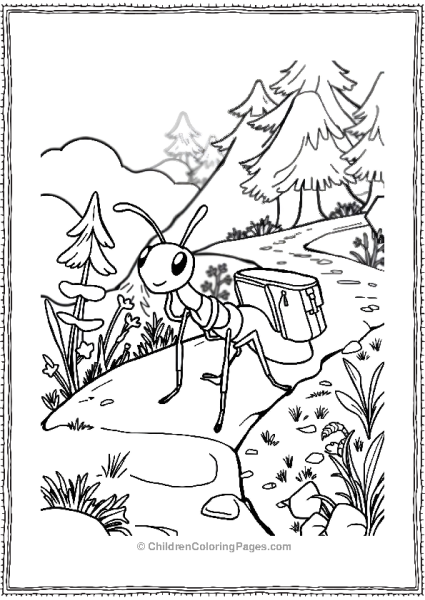 An Ant With A Mini Backpack On An Adventure Trail Free PDF Printable