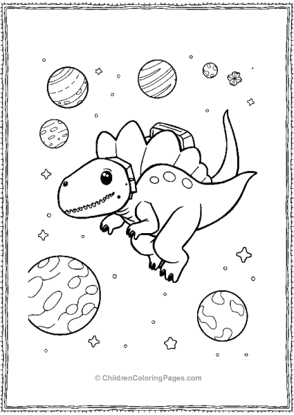 An Astronaut Cartoon Ankylosaurus Floating In Space Free PDF Printable