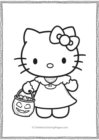 An-Outline-Of-Hello-Kitty-In-A-Halloween-Costume Free PDF Printable