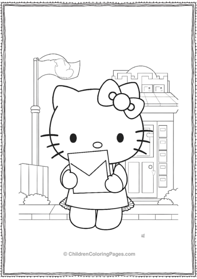 An-Outline-Of-Hello-Kitty-In-A-Postal-Uniform Free PDF Printable