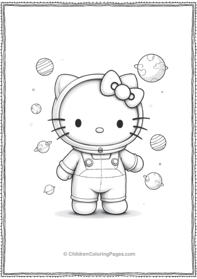 An-Outline-Of-Hello-Kitty-In-A-Spacesuit Free PDF Printable