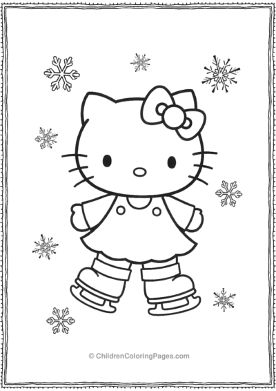 An-Outline-Of-Hello-Kitty-On-Ice-Skates Free PDF Printable