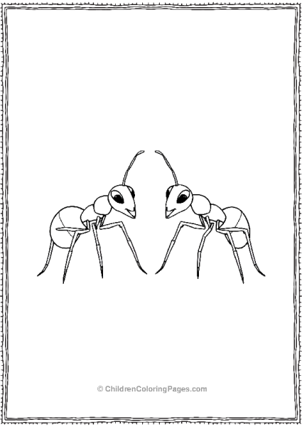 An Outline Of Two Ants Facing Each Other Free PDF Printable