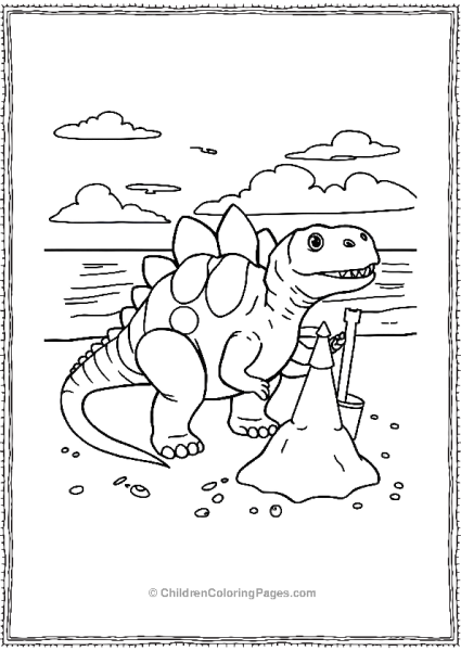 Ankylosaurus Building A Sandcastle On A Beach Free PDF Printable