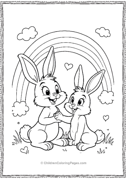 Baby Bugs Bunny And Lola Under A Rainbow Free PDF Printable