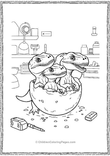 Baby Raptors Hatching In The Jurassic Park Lab Free PDF Printable