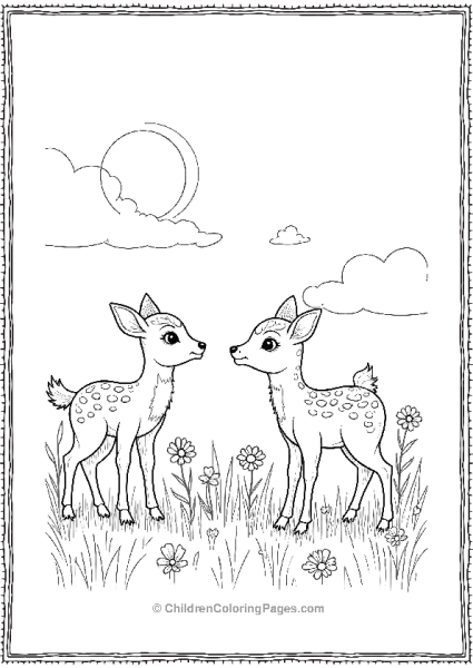 Bambi Admiring A Field Of Wildflowers Under The Sun Free PDF Printable