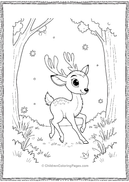 Bambi Dancing In A Magical Glade With Glowing Fir Trees Free PDF Printable