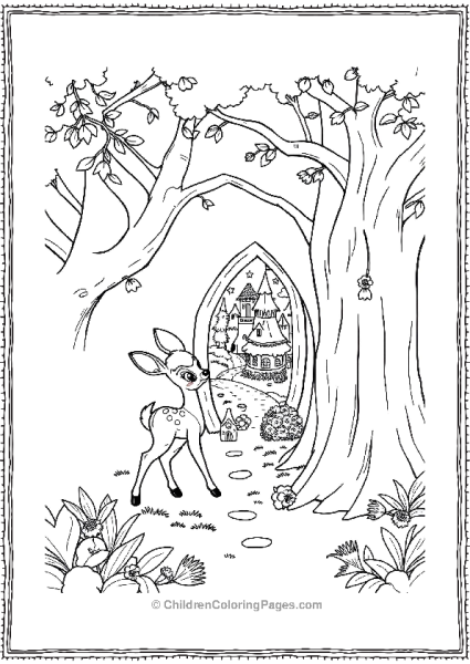 Bambi Discovering A Hidden Door In A Tree Free PDF Printable