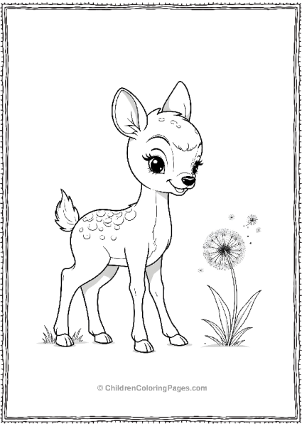 Bambi Discovering A Small Patch Of Dandelions Free PDF Printable