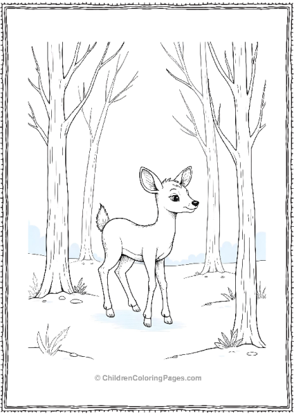 Bambi Exploring A Snowy Forest In Winter Free PDF Printable