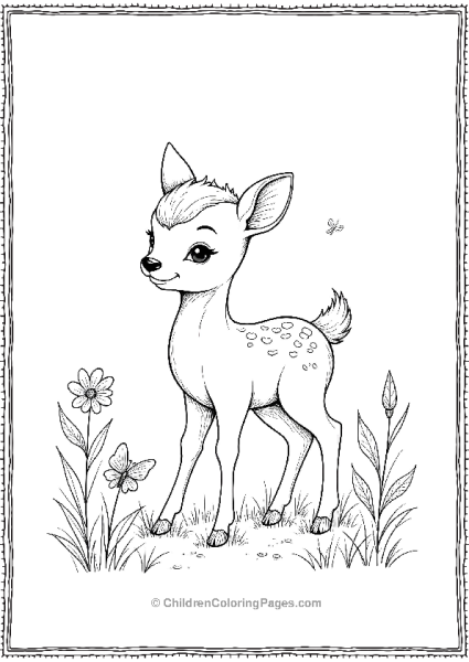 Bambi Exploring A Summer Meadow With Butterflies Free PDF Printable