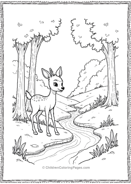 Bambi Following A Gentle Stream Winding Through The Free PDF Printable