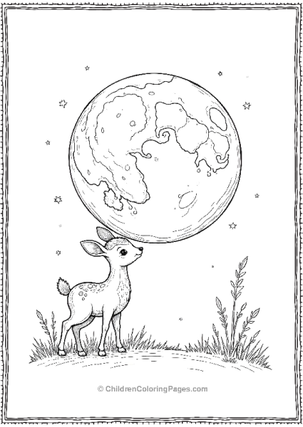 Bambi Gazing At A Giant Colorful Moon Free PDF Printable