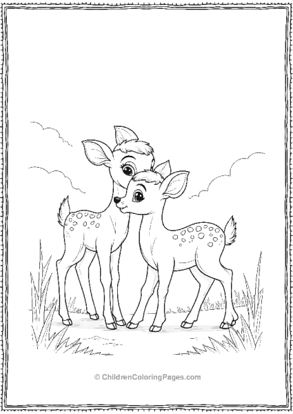 Bambi Gently Nuzzling His Mother Free PDF Printable