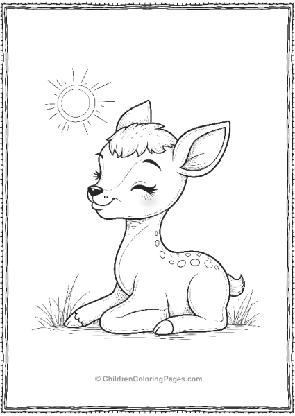 Bambi Looking Content And Peaceful As He Rests Free PDF Printable