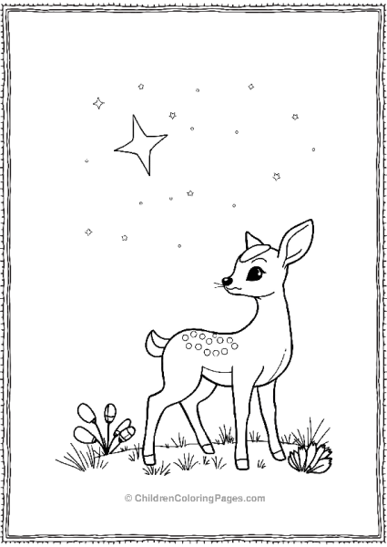 Bambi Looking Thoughtfully At A Starry Night Sky Free PDF Printable