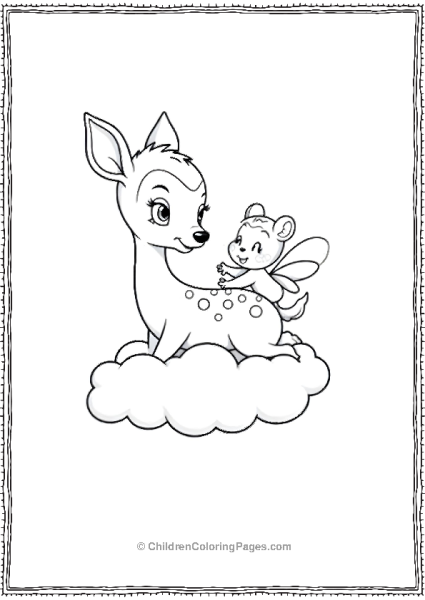 Bambi Meeting A Playful Sprite Riding A Squirrel Free PDF Printable