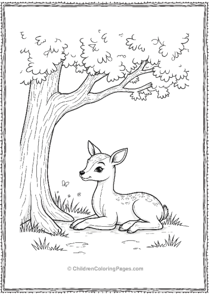 Bambi Resting Under A Big Tree On A Warm Summer Day Free PDF Printable