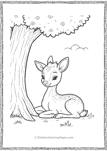 Bambi Resting Under A Tree With A Gentle Breeze Free PDF Printable