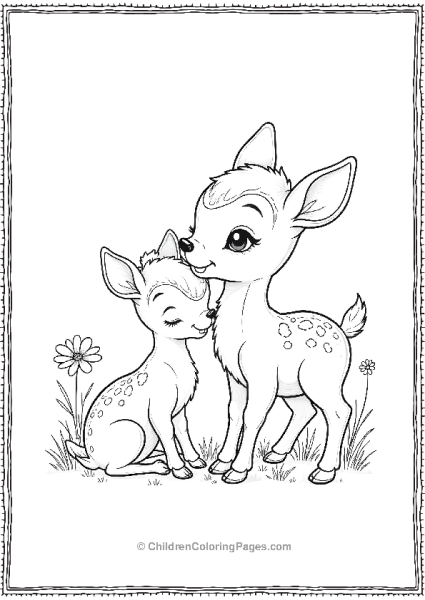 Bambi Sharing A Comforting Moment With A Flower Bot Free PDF Printable