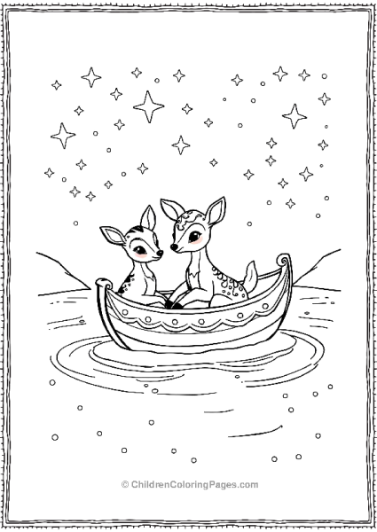 Bambi Sitting In A Magical Boat Floating On A Spa Free PDF Printable