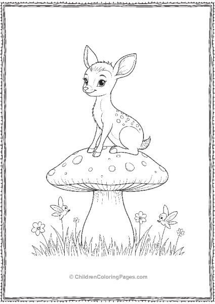 Bambi Sitting On A Giant Mushroom Surrounded By Trees Free PDF Printable