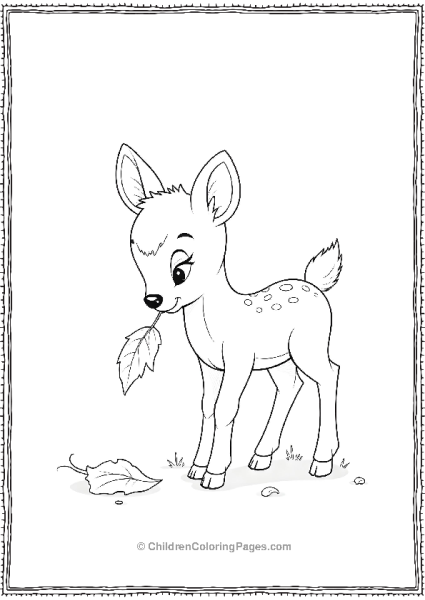 Bambi Sniffing A Single Autumn Leaf Free PDF Printable