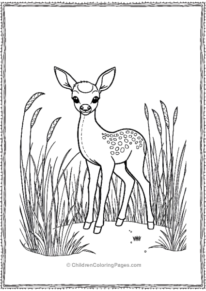 Bambi Standing Near Tall Grass Swaying Gently Free PDF Printable