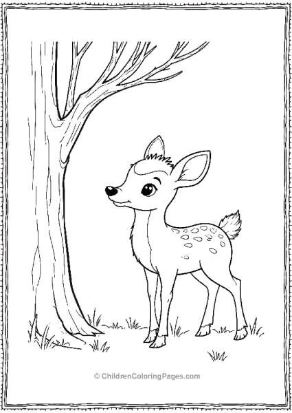 Bambi Standing Next To A Bare Tree In Early Winter Free PDF Printable