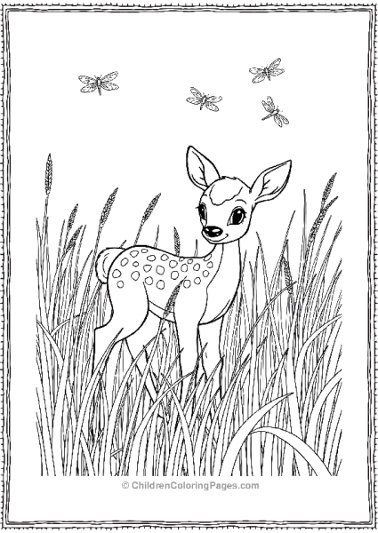 Bambi Wading Through Tall Grass In Late Summer Free PDF Printable