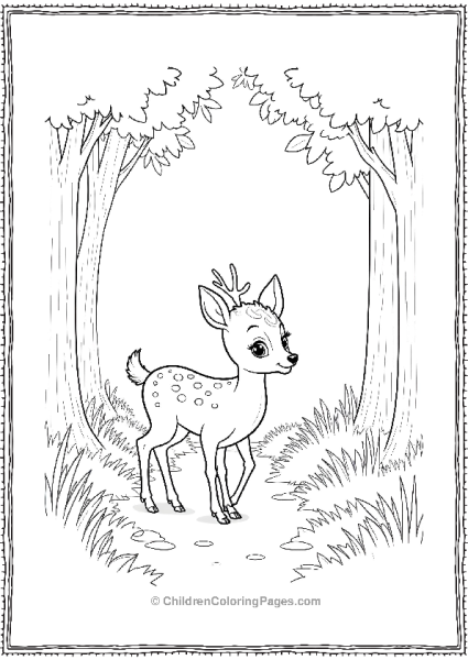 Bambi Walking On A Forest Path With Sunlight Stream Free PDF Printable