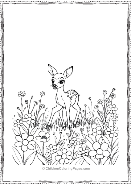 Bambi Wandering Through A Field Of Candy Colored Flowers Free PDF Printable