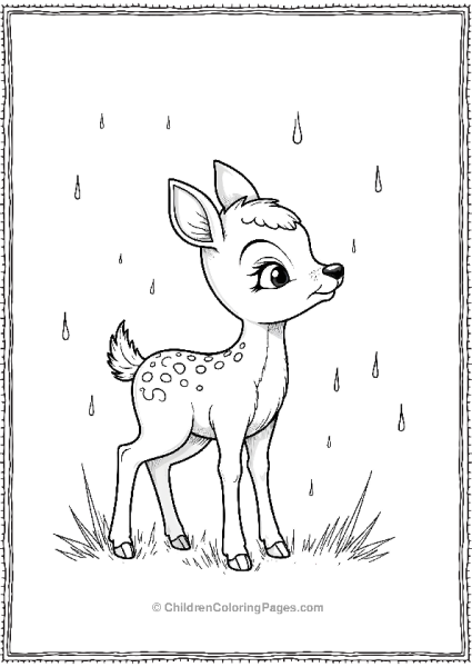 Bambi Watching A Gentle Spring Rain With Simple Rainbows Free PDF Printable