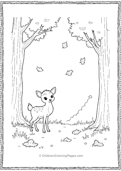 Bambi Watching Leaves Fall From Trees In Autumn Free PDF Printable