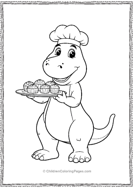 Barney As A Baker Holding A Tray Of Muffins Minima Free PDF Printable